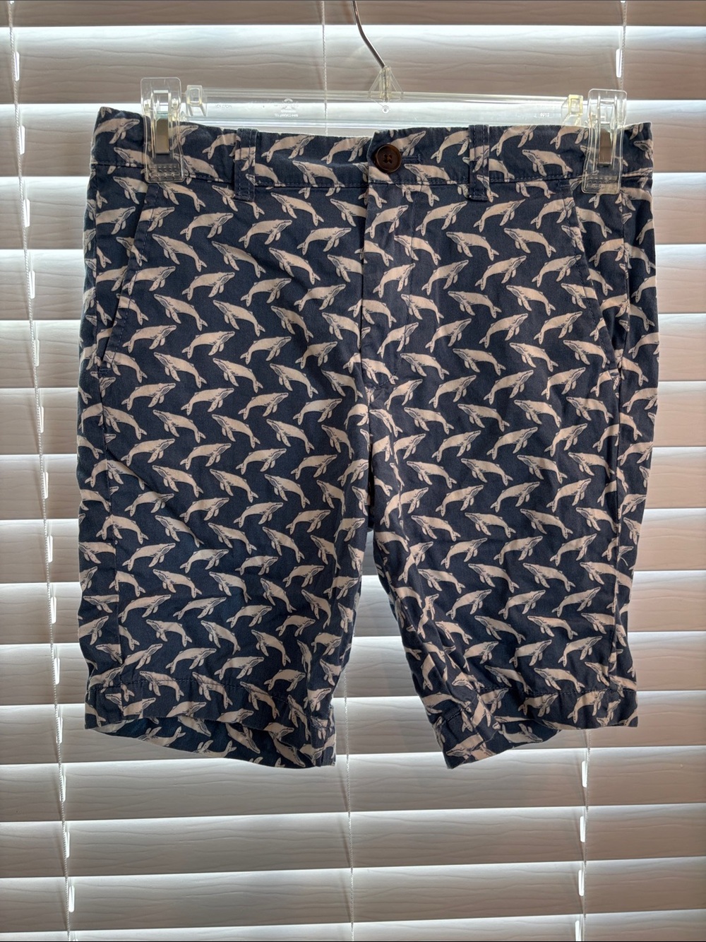 Kids Navy Whale Print Cotton Shorts